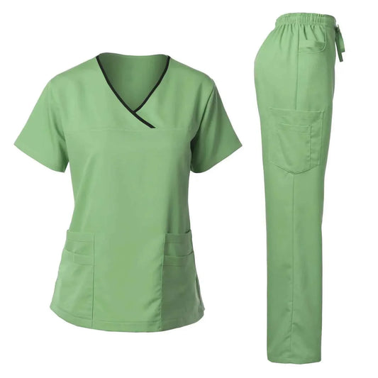 Women's Medical Scrub Uniform Set — Comfortable 2-Piece Top & Pants for Healthcare Professionals