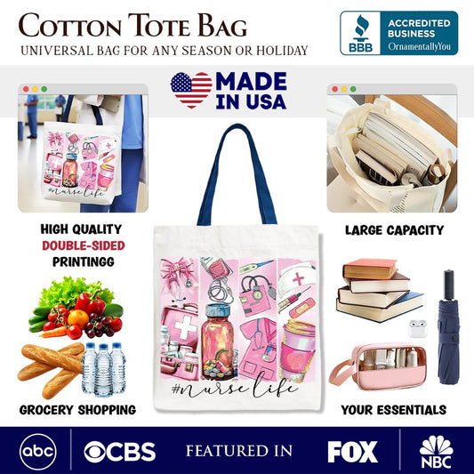 "Nurse Life Canvas Tote Bag — medical essentials gift bag for nurses and healthcare professionals"
