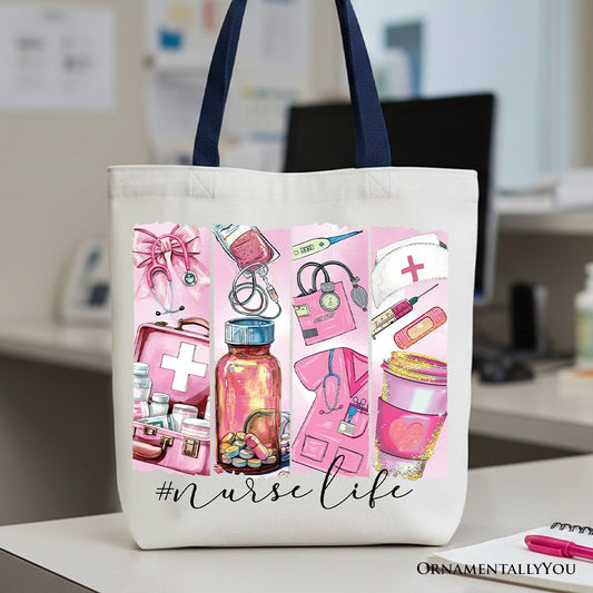 "Nurse Life Canvas Tote Bag — medical essentials gift bag for nurses and healthcare professionals"