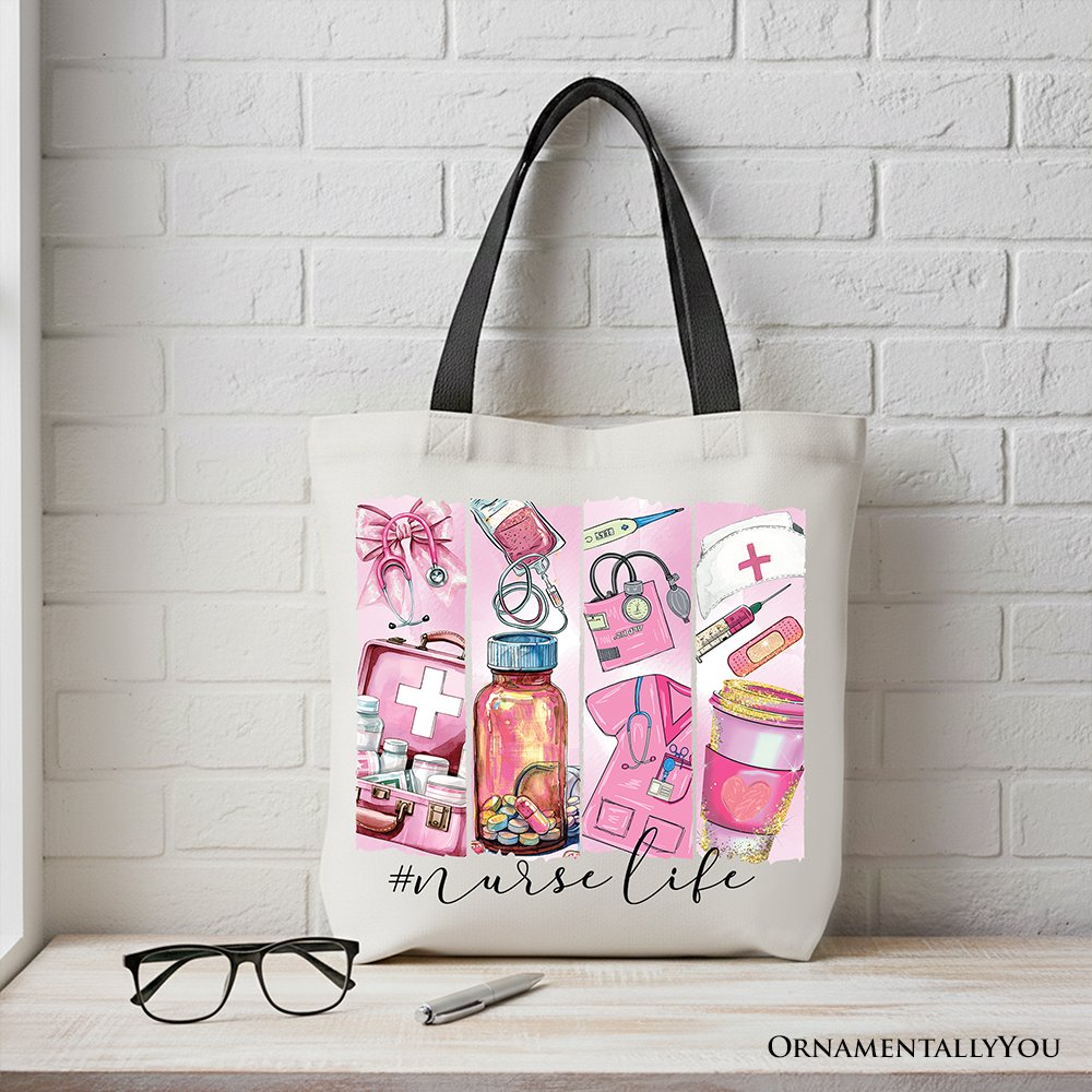 "Nurse Life Canvas Tote Bag — medical essentials gift bag for nurses and healthcare professionals"