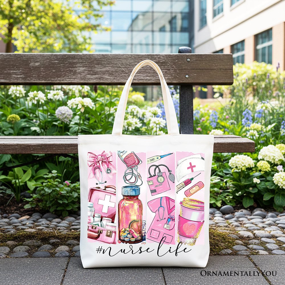 "Nurse Life Canvas Tote Bag — medical essentials gift bag for nurses and healthcare professionals"