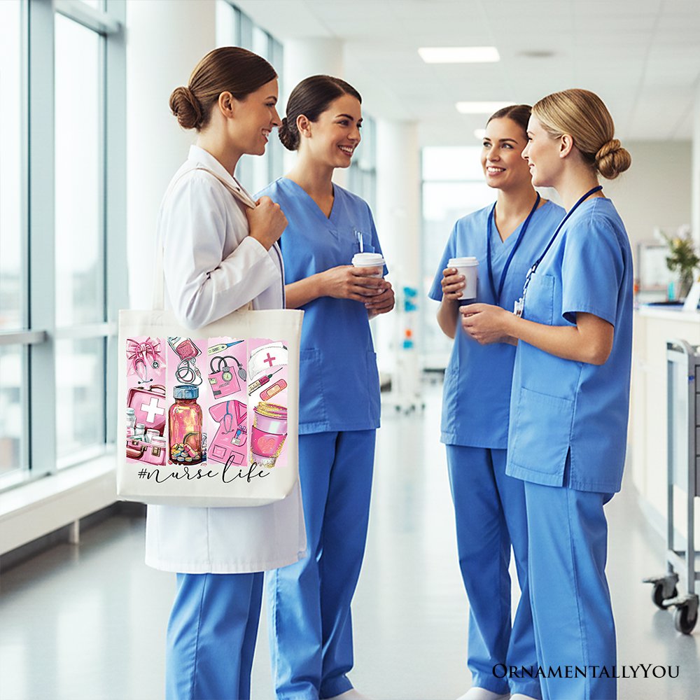 "Nurse Life Canvas Tote Bag — medical essentials gift bag for nurses and healthcare professionals"
