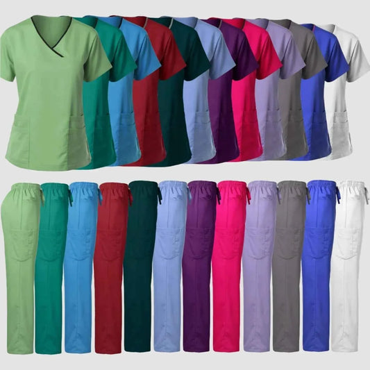 Women's Medical Scrub Uniform Set — Comfortable 2-Piece Top & Pants for Healthcare Professionals