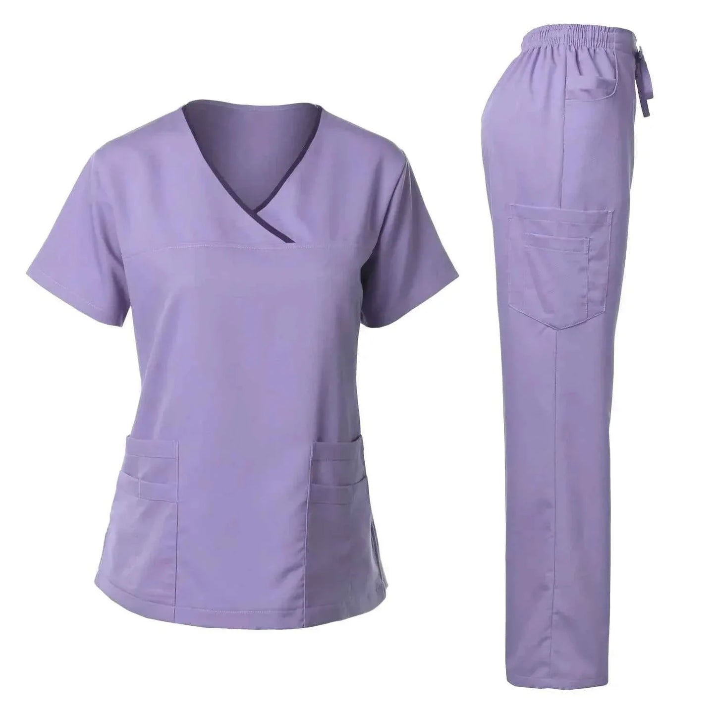 Women's Medical Scrub Uniform Set — Comfortable 2-Piece Top & Pants for Healthcare Professionals