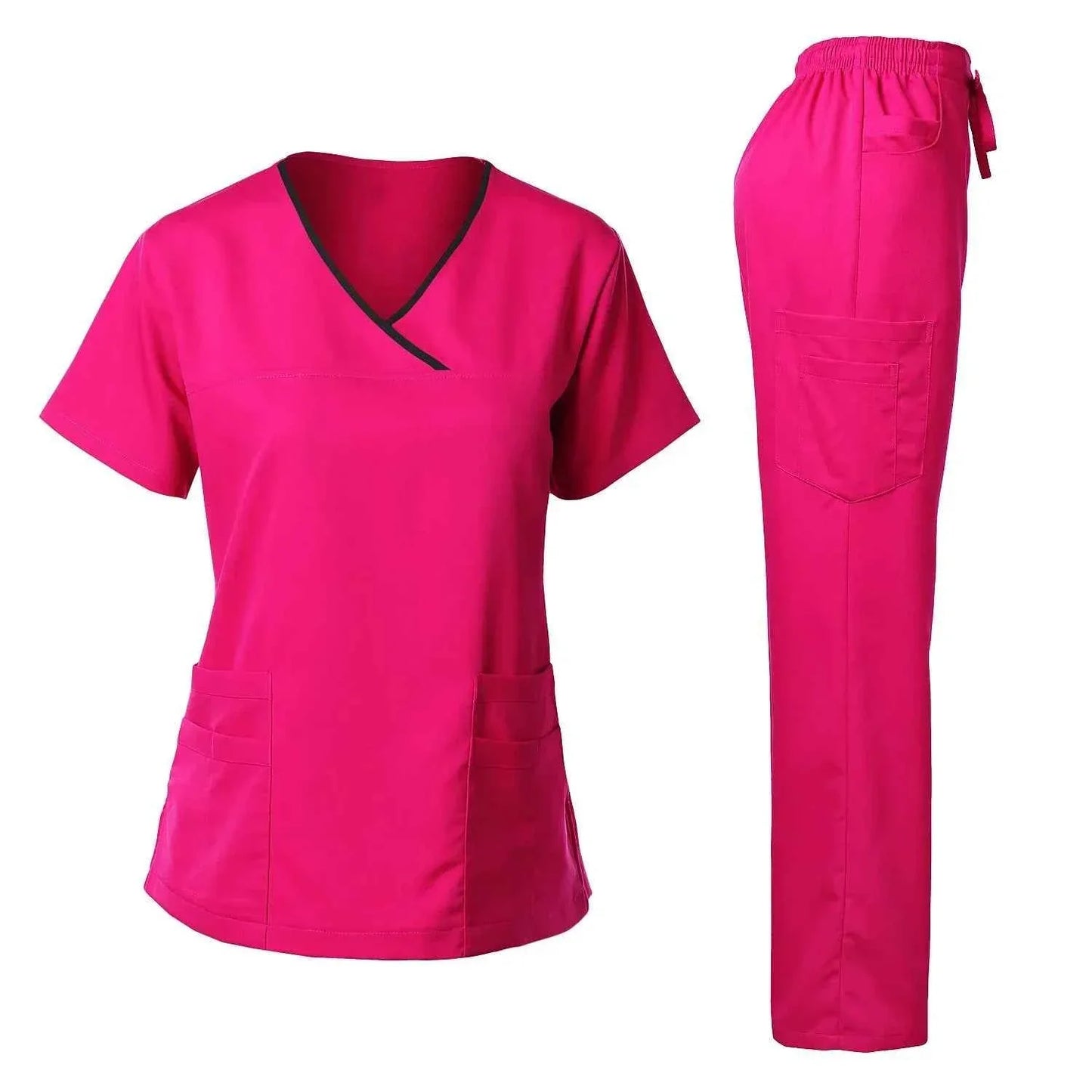 Women's Medical Scrub Uniform Set — Comfortable 2-Piece Top & Pants for Healthcare Professionals