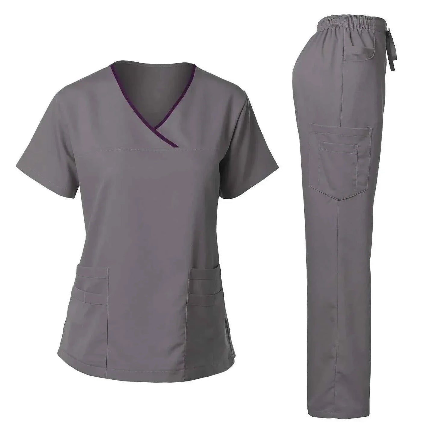 Women's Medical Scrub Uniform Set — Comfortable 2-Piece Top & Pants for Healthcare Professionals