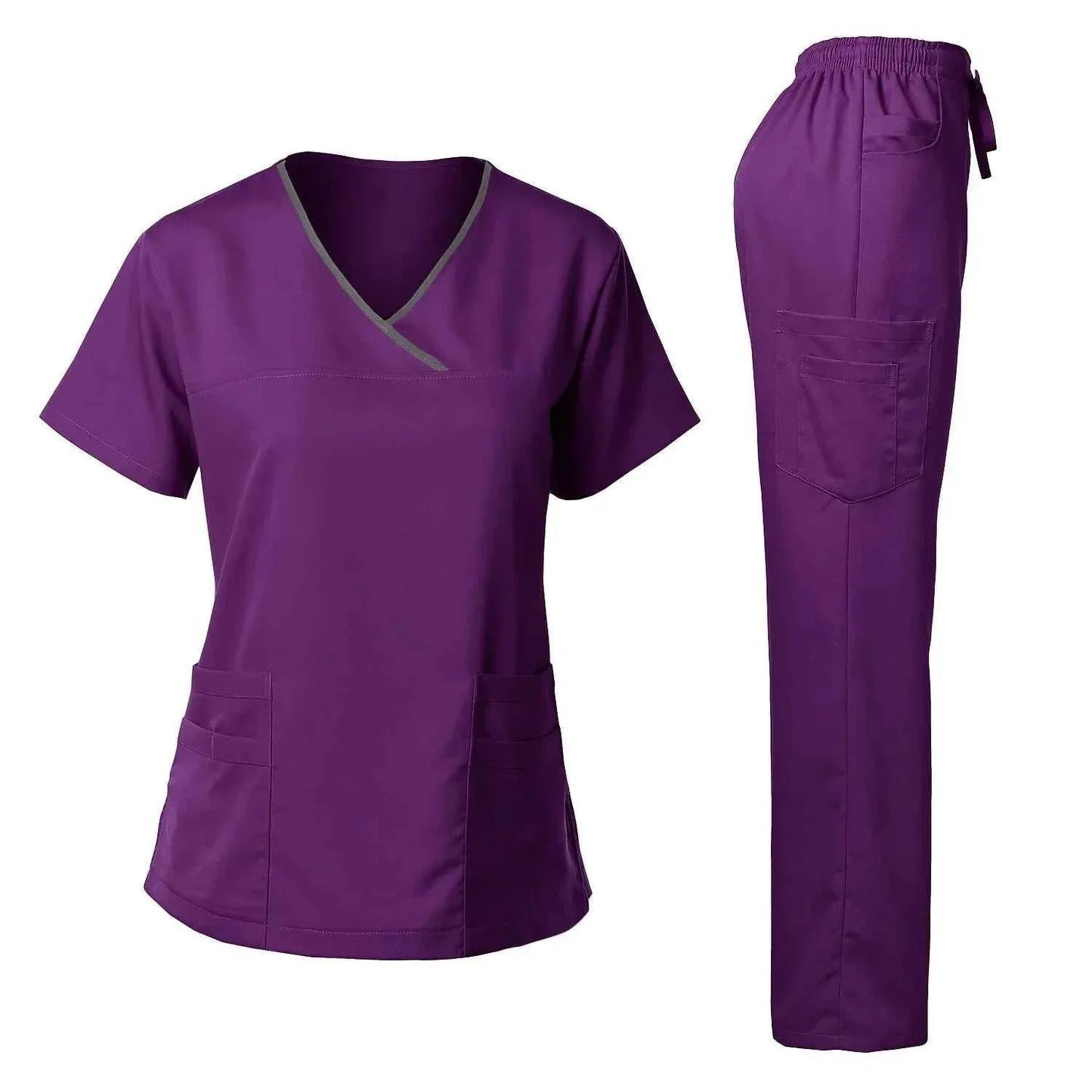 Women's Medical Scrub Uniform Set — Comfortable 2-Piece Top & Pants for Healthcare Professionals