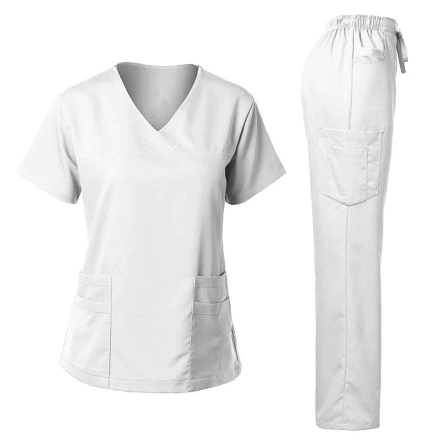 Women's Medical Scrub Uniform Set — Comfortable 2-Piece Top & Pants for Healthcare Professionals