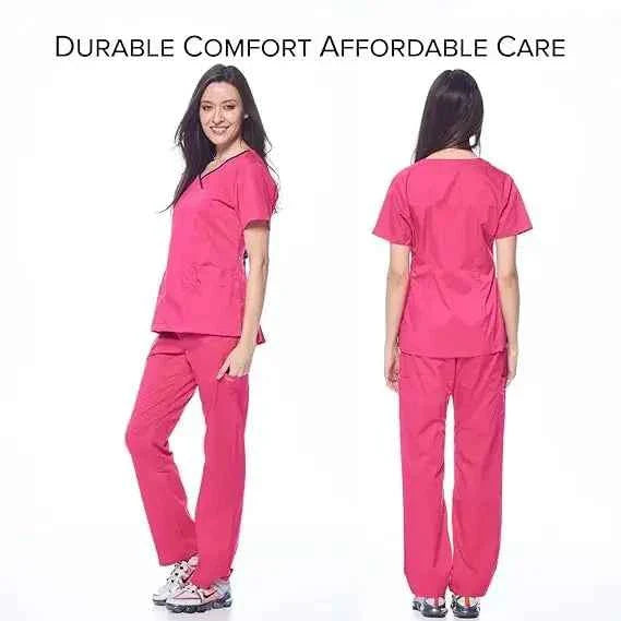 Women's Medical Scrub Uniform Set — Comfortable 2-Piece Top & Pants for Healthcare Professionals