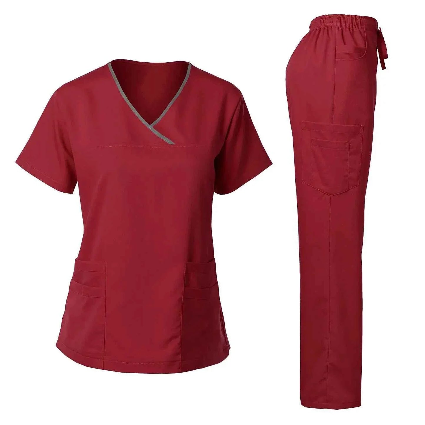 Women's Medical Scrub Uniform Set — Comfortable 2-Piece Top & Pants for Healthcare Professionals