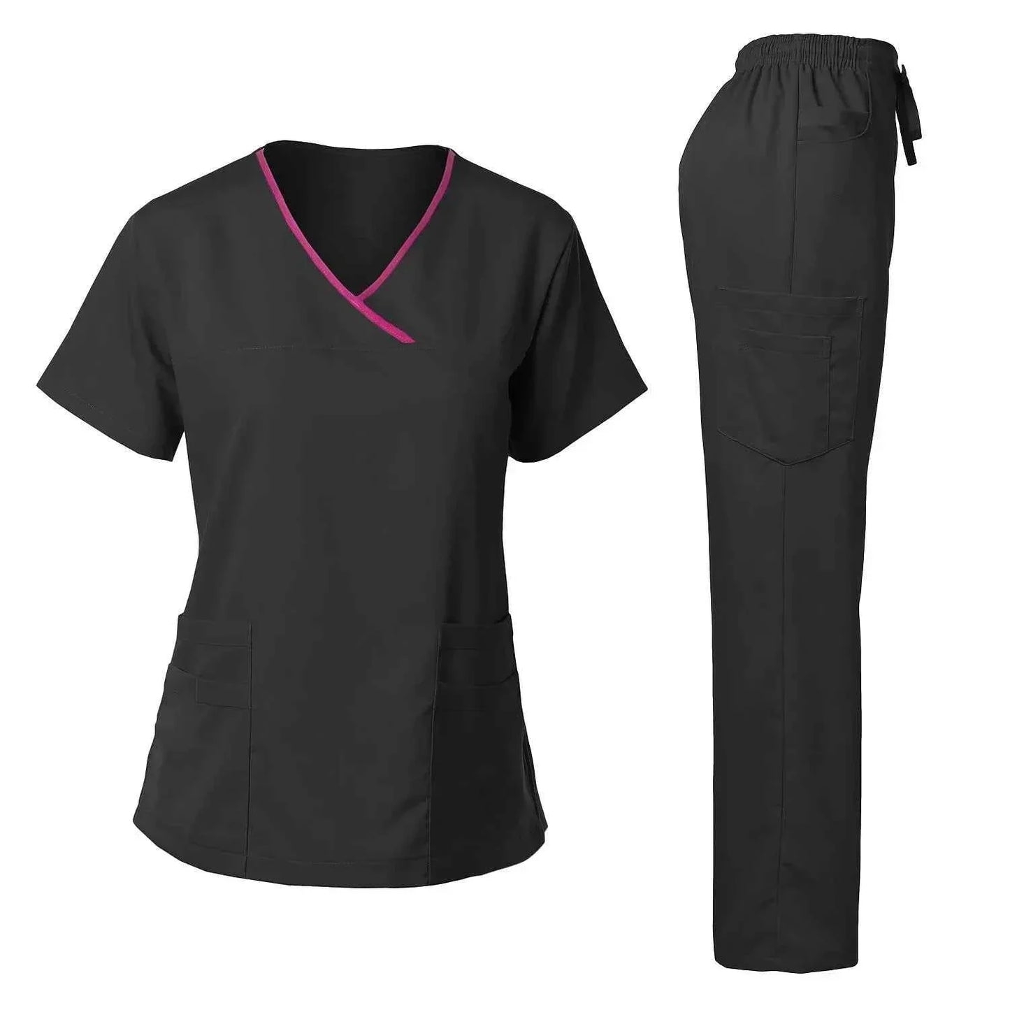 Women's Medical Scrub Uniform Set — Comfortable 2-Piece Top & Pants for Healthcare Professionals
